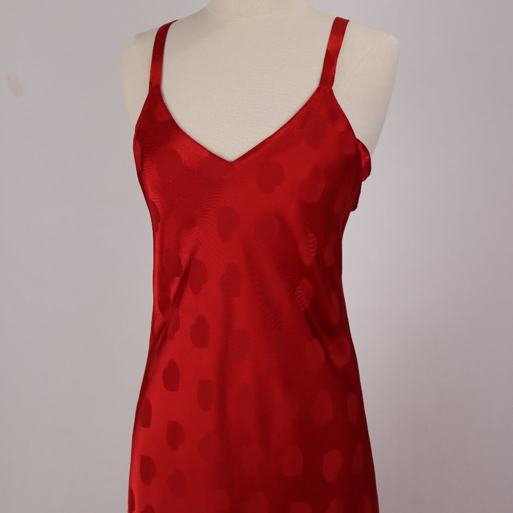 Vtg Cacique Hearts Long Nightgown Negligee Lingerie Sexy Peignoir Holiday Small